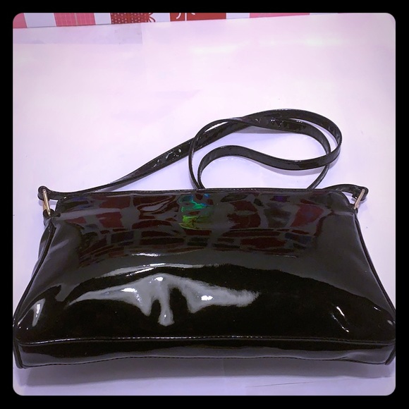 Garson Black Patent Leather CrossbodySling Bag - Picture 2 of 8